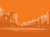 City Block on Orange Fine Art Print