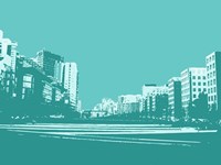 City Block on Blue Fine Art Print