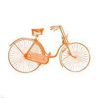 Orange On White Bicycle Fine Art Print