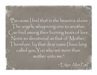 More Than Mother, Edgar Allan Poe Fine Art Print