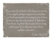More Than Mother, Edgar Allan Poe Fine Art Print