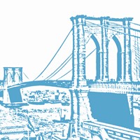 Blue Brooklyn Bridge Framed Print