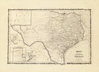 New Map Of The State Of Texas Fine Art Print