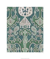 Emerald Ikat I Framed Print