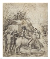 A Man Riding a Bull Fine Art Print