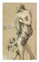 Study of a Female Figure with a Putto Fine Art Print