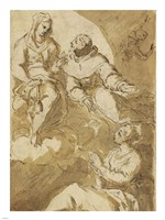 Saint Francis Interceding with the Virgin on Behalf of a Female Saint Fine Art Print