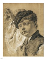A Boy Holding a Pear Fine Art Print