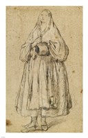 Standing Woman Holding a Muff and Shawl Fine Art Print