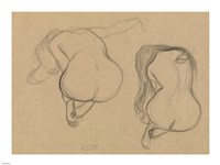 Two Studies of a Seated Nude with Long Hair by Gustav Klimt - various sizes