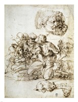 A Group of Shepherds, and Other Studies by Agostino Carracci - various sizes