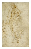 Female Figure with a Tibia, and Ornamental Studies Fine Art Print