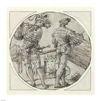 A Flutist and Drummer Before a Moated Castle Fine Art Print