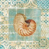 Shell Tiles III Blue Fine Art Print