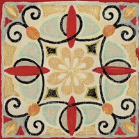 Bohemian Rooster Tile Square II Fine Art Print