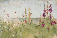 Hollyhocks by the Sea Fine Art Print