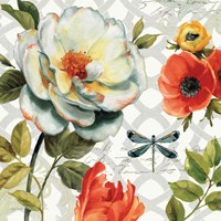 Floral Story II on Grey Fine Art Print