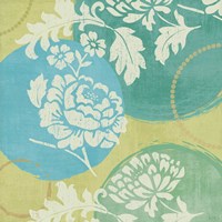 Floral Decal Turquoise I Fine Art Print
