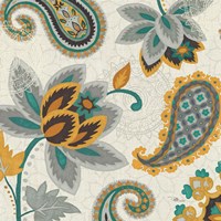 Decorative Nature II Turquoise Cream Fine Art Print