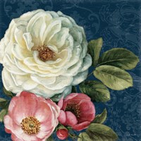 Floral Damask II on Indigo Fine Art Print
