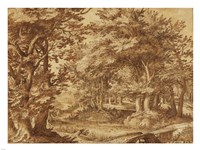 Forest Landscape with a Distant Castle Fine Art Print