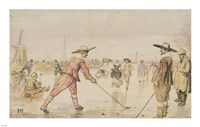 A Winter Scene with Two Gentlemen Playing Colf Fine Art Print