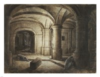 The Crypt of a Church with Two Men Sleeping by Hendrick van Steenwijck the Younger - various sizes