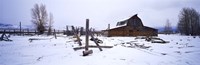 Mormon barn in winter, Wyoming, USA by Panoramic Images - 27" x 9"