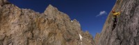 Man climbing up a mountain, Grand Teton, Grand Teton National Park, Wyoming, USA Fine Art Print