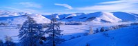 Snow covered valley in winter, Manor Valley, Scottish Borders, Scotland Fine Art Print