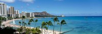 Buildings On The Beach, Waikiki Beach, Honolulu, Oahu, Hawaii, USA Fine Art Print