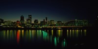 Buildings lit up at night, Willamette River, Portland, Oregon, USA Fine Art Print