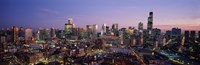 Chicago with Purple Sky at Night Fine Art Print