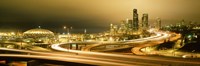 Buildings lit up at night, Seattle, Washington State, USA Fine Art Print