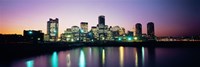 Buildings lit up at dusk, Boston, Suffolk County, Massachusetts, USA Fine Art Print