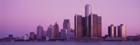 Detriot, Michigan with Purple Sky Fine Art Print