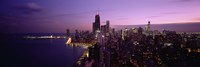 Buildings Lit Up At Night, Chicago, Illinois, USA by Panoramic Images - 27" x 9"