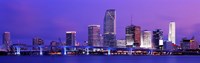 Miami at night, FL by Panoramic Images - 27" x 9"
