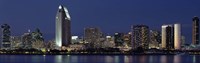 Skyscrapers at night in San Diego, California Fine Art Print