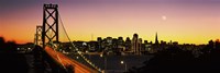 San Francisco Bay Bridge with Moon in Sky Fine Art Print