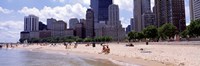 Group of people on the beach, Oak Street Beach, Chicago, Illinois, USA Fine Art Print
