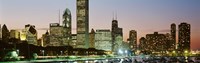 Buildings lit up at night, Chicago, Cook County, Illinois, USA Fine Art Print