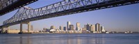 Low angle view of bridges across a river, Crescent City Connection Bridge, Mississippi River, New Orleans, Louisiana, USA Fine Art Print