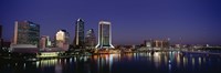 Buildings Lit Up At Night, Jacksonville, Florida, USA by Panoramic Images - 27" x 9"