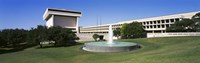 Fountain in front of a library, Lyndon Johnson Presidential Library and Museum, Austin, Texas, USA Fine Art Print