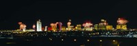 Distant View of Buildings Lit Up At Night, Las Vegas, Nevada, USA by Panoramic Images - 27" x 9"