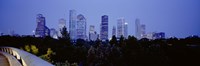 Buildings lit up at dusk, Houston, Texas Fine Art Print
