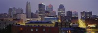 Buildings lit up at dusk, Kansas City, Missouri, USA Fine Art Print