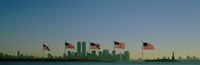 American flags in a row, New York City, New York State, USA Fine Art Print