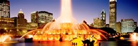 Fountain lit up at dusk, Buckingham Fountain, Chicago, Illinois, USA by Panoramic Images - 27" x 9" - $28.99